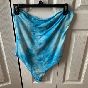Tie dye strapless bodysuit